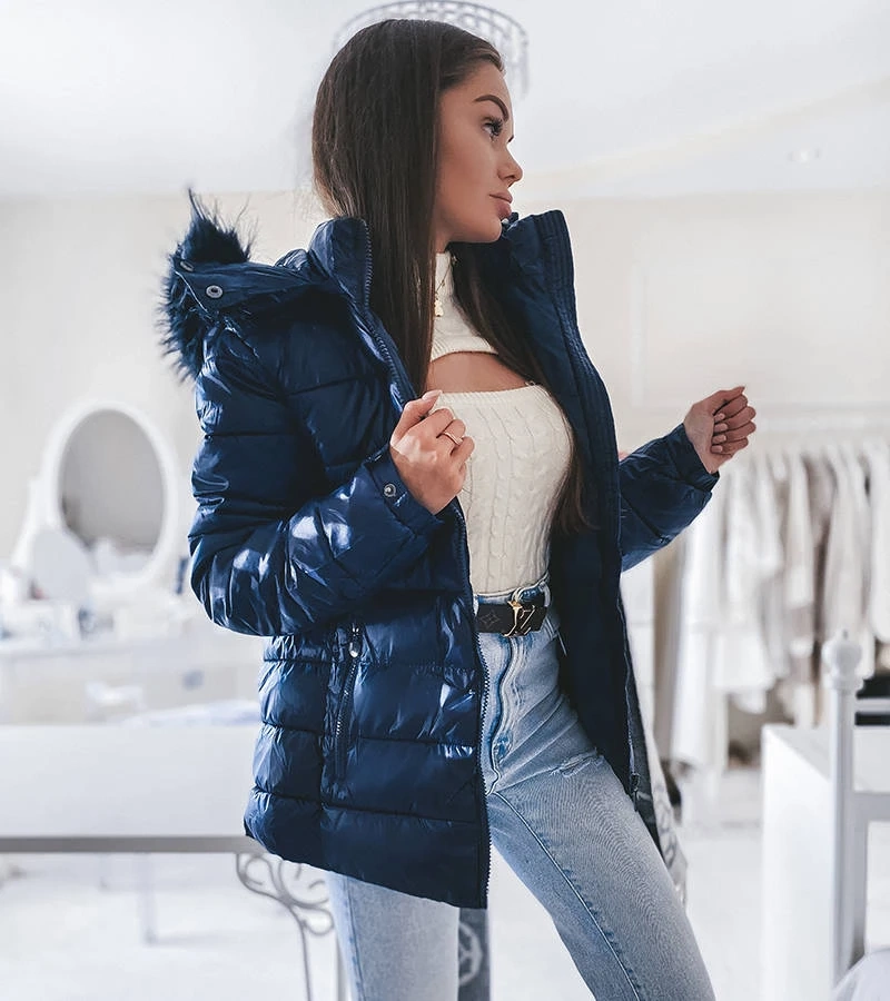 Granatowa ciepła kurtka