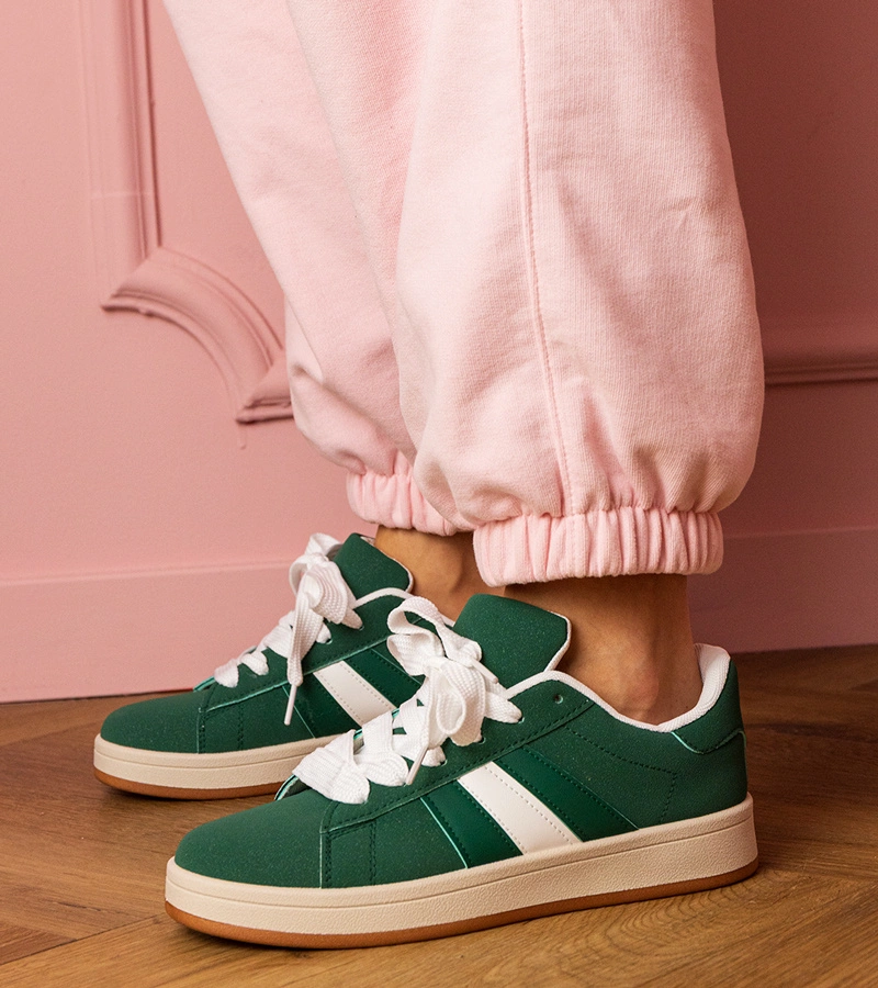 Hers Zielone sneakersy trampki damskie sportowe