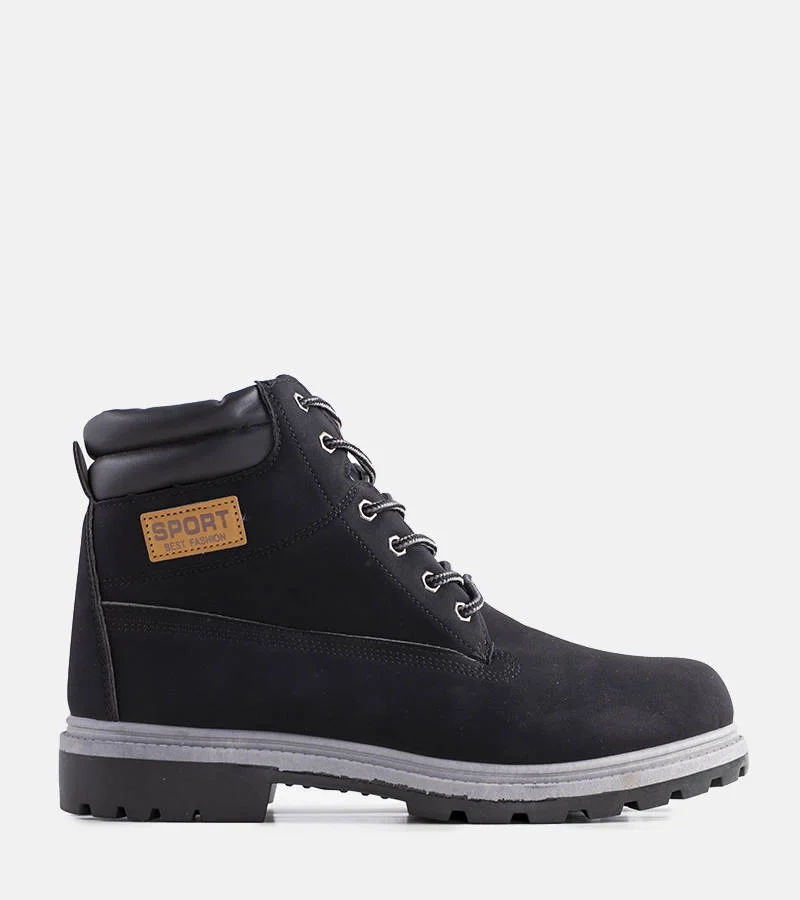 Czarne wiązane trapery męskie