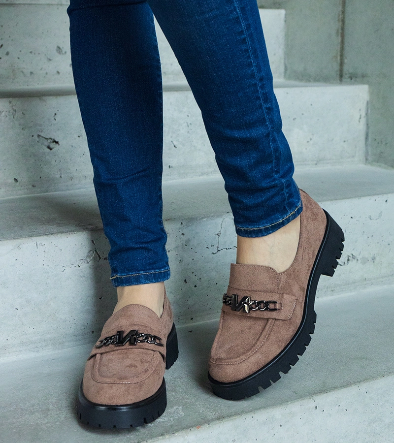 Brązowe zamszowe mokasyny VINCEZA