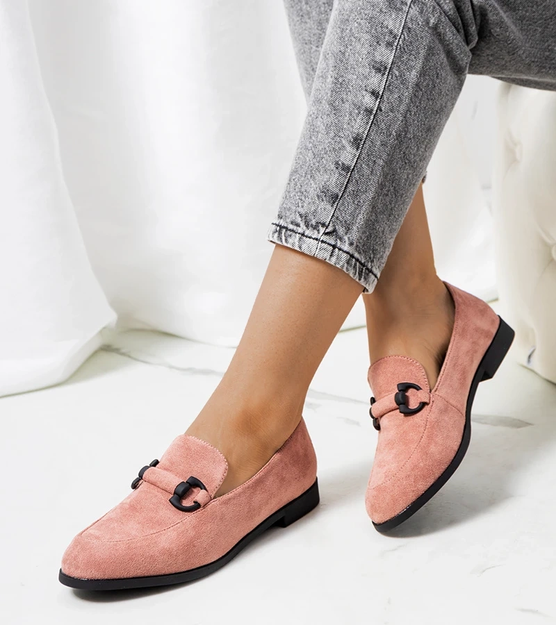 Zamszowe różowe mokasyny