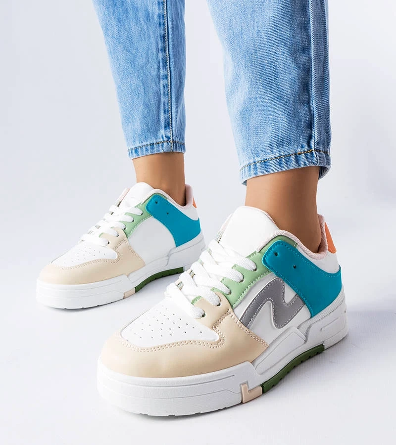 Beżowo-niebieskie sportowe sneakersy