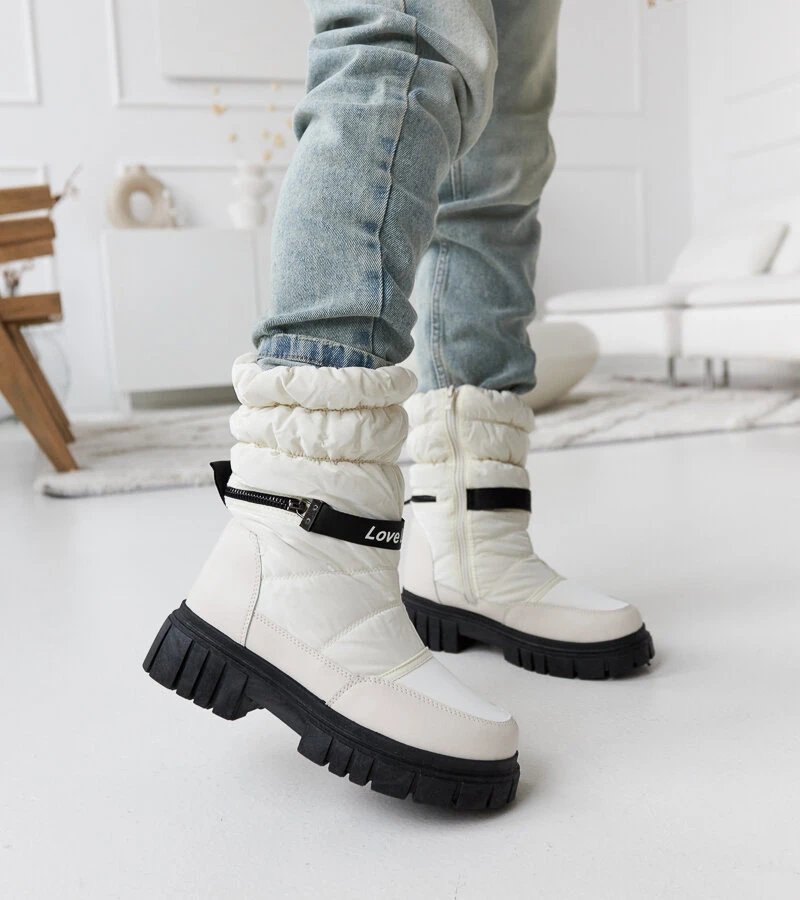 Beżowe ocieplane śniegowce damskie