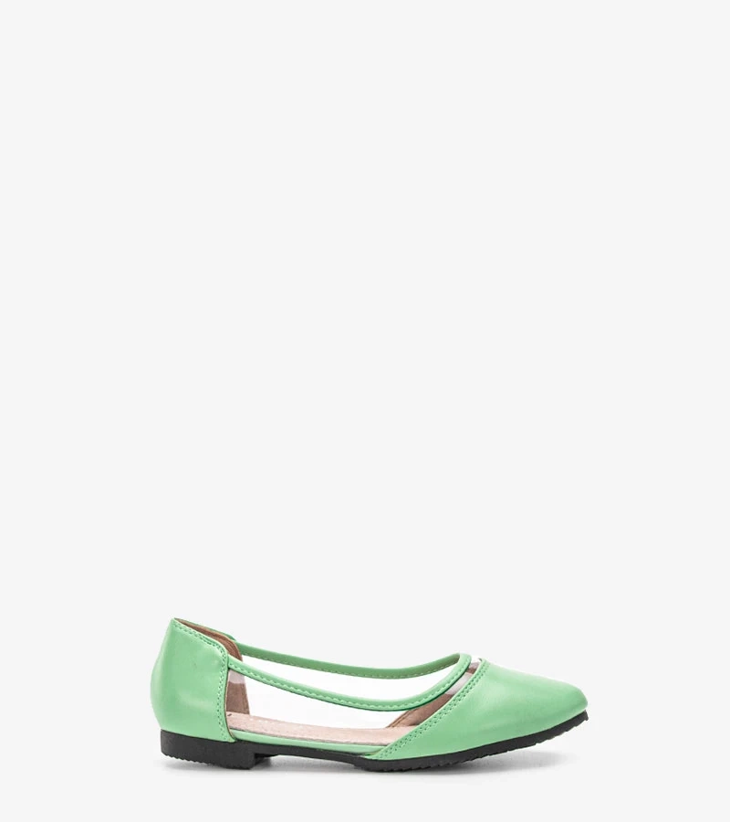 Balerinki dziecięce zielone półtransparentne