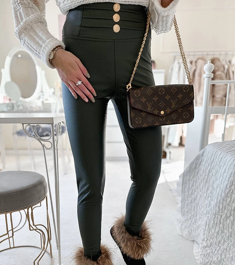 Zielone legginsy z wysokim stanem