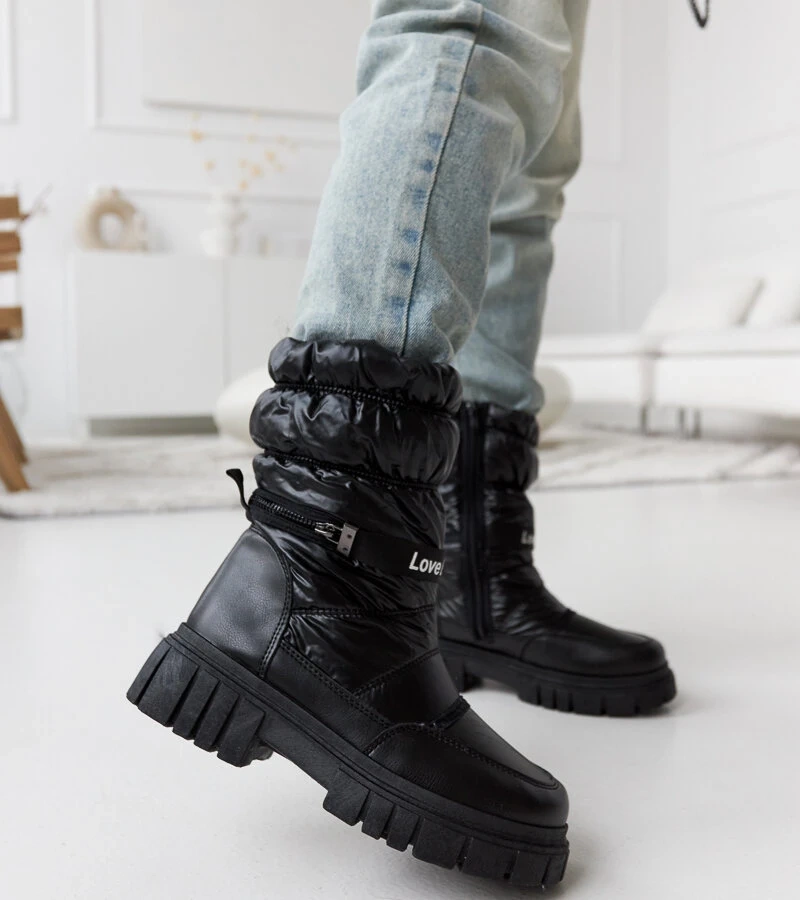 Czarne ocieplane śniegowce damskie