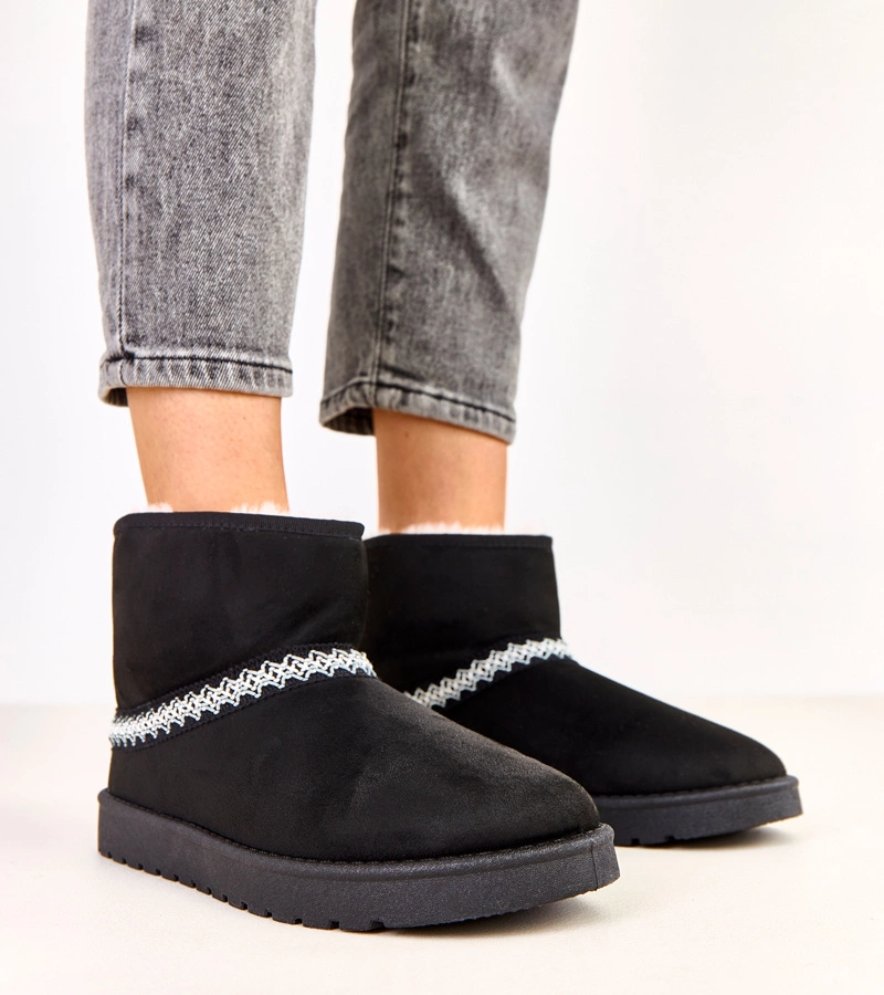 Hers Czarne niskie śniegowce z ekozamszu