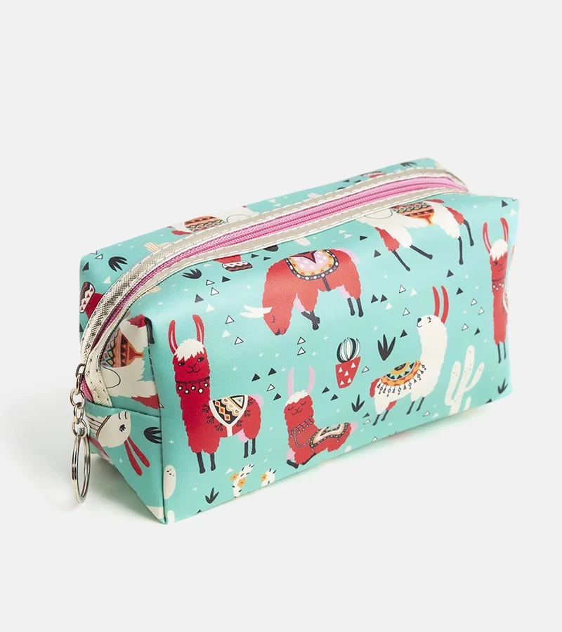 Zielona kosmetyczka w lamy