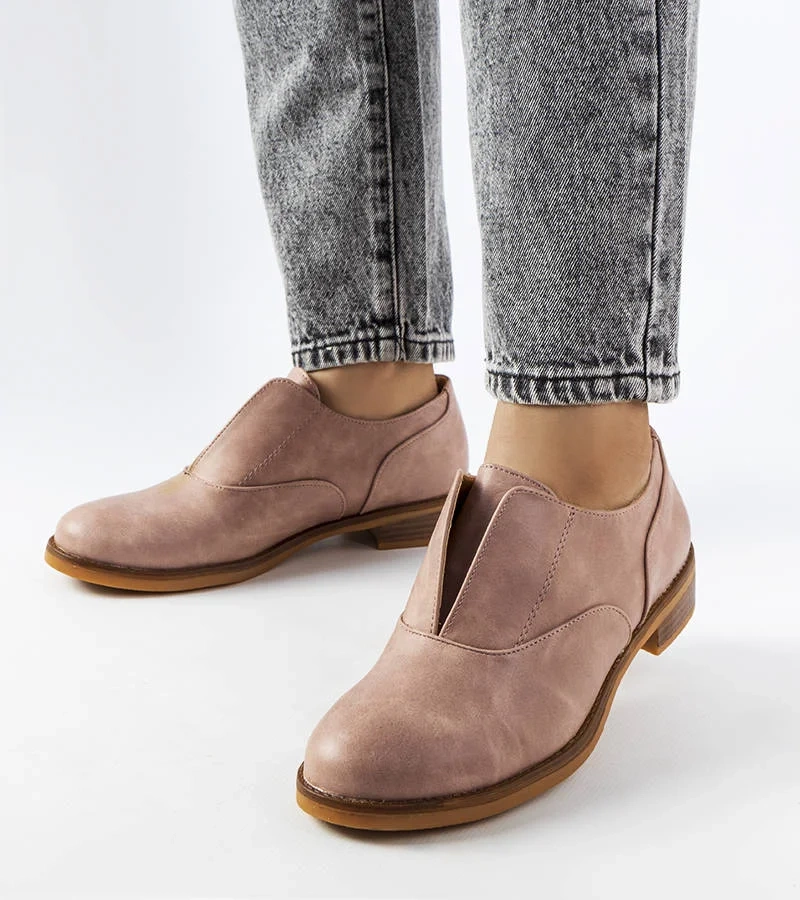 Różowe eleganckie półbuty z ekoskóry