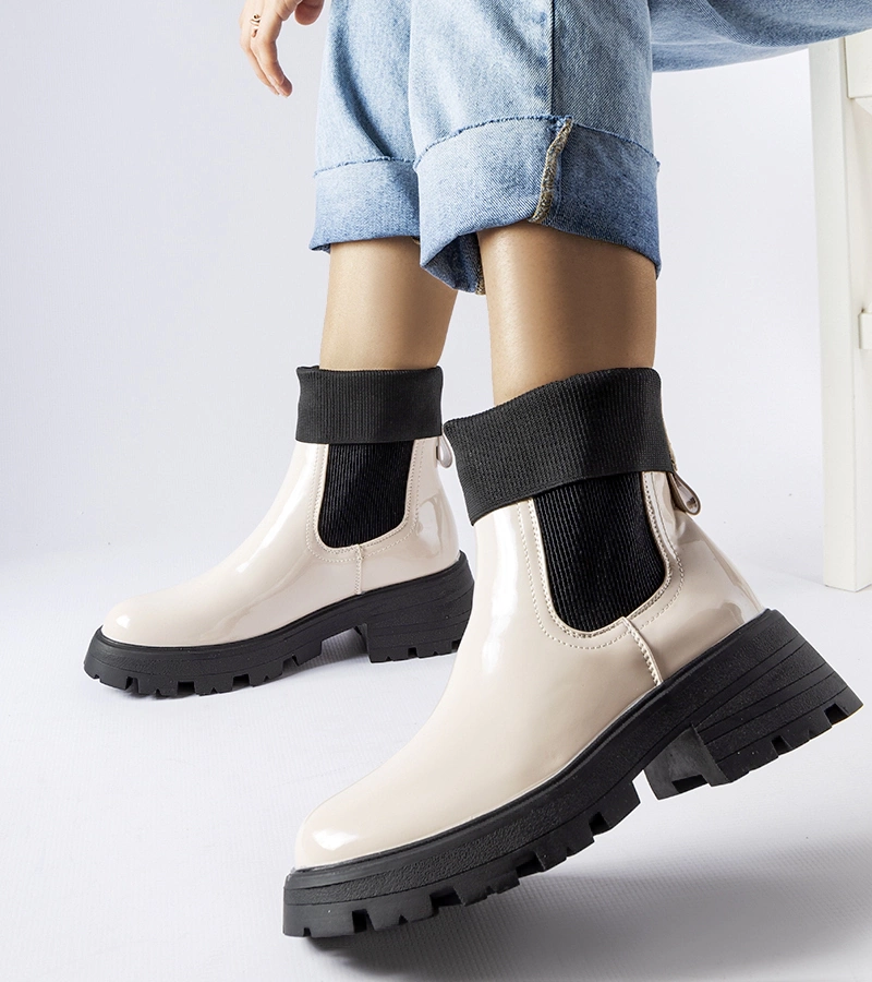 Beżowe wsuwane botki workery