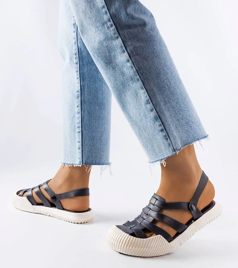 Hers Czarne gumowe klapki