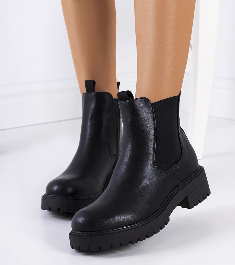 Czarne botki eko-skóra