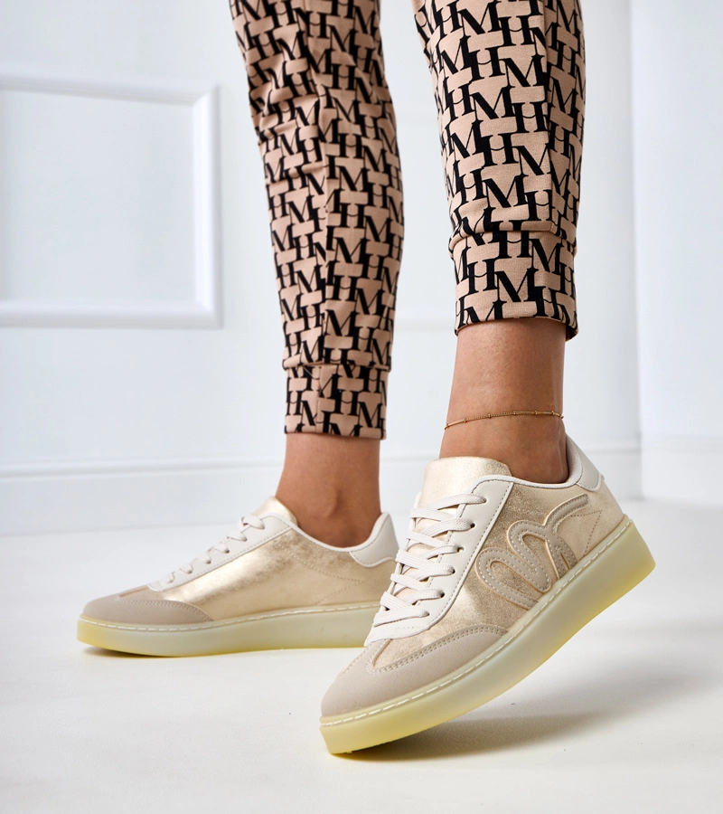 Hers beżowe damskie sneakersy na platformie sportowe