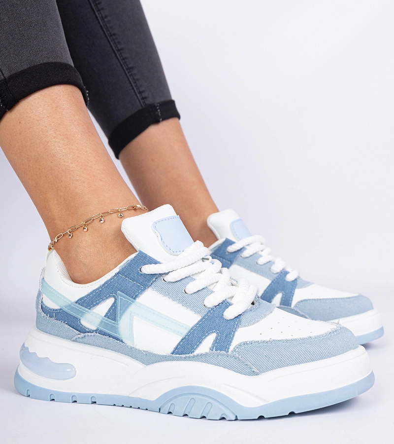 Hers Jeansowe sneakersy z grubymi sznurówkami