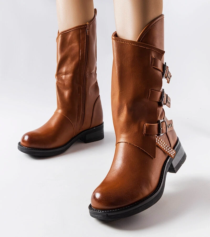 Brązowe botki z eko-skóry