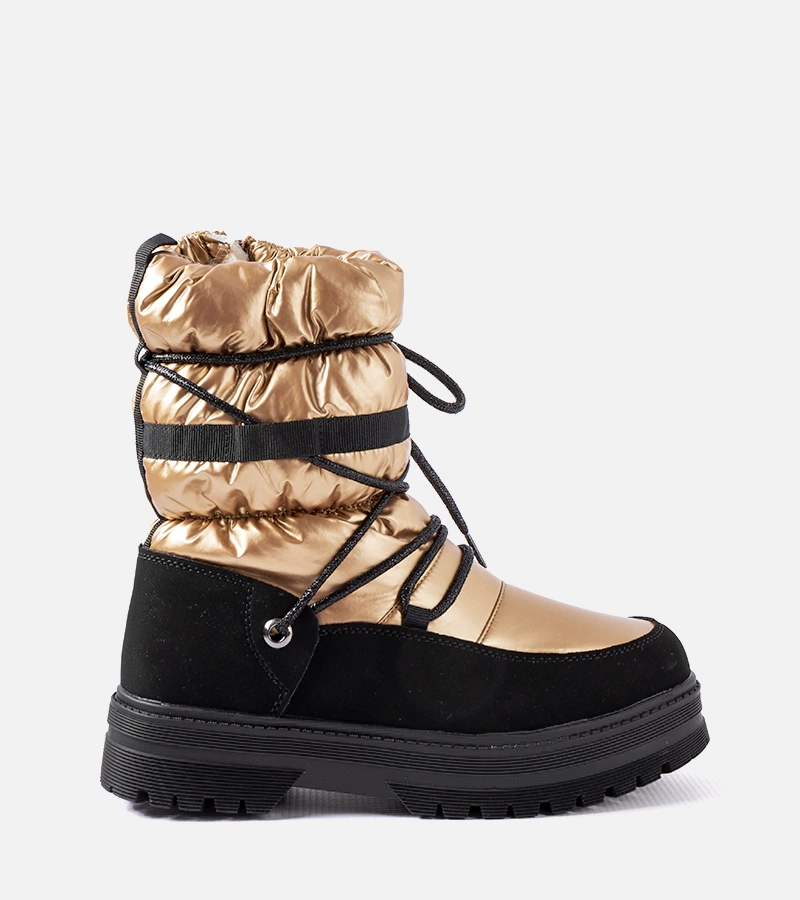 Czarno-złote śniegowce dziewczęce