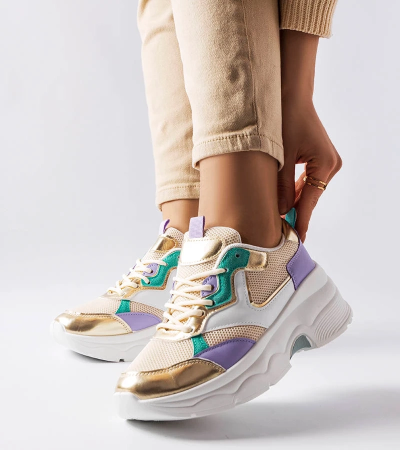 Biało-złote sportowe sneakersy