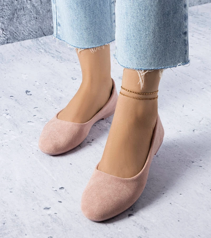 Różowe klasyczne balerinki ze skóry naturalnej