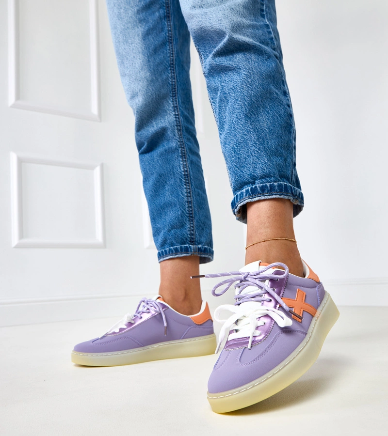 Hers Fioletowe sneakersy na platformie damskie sportowe