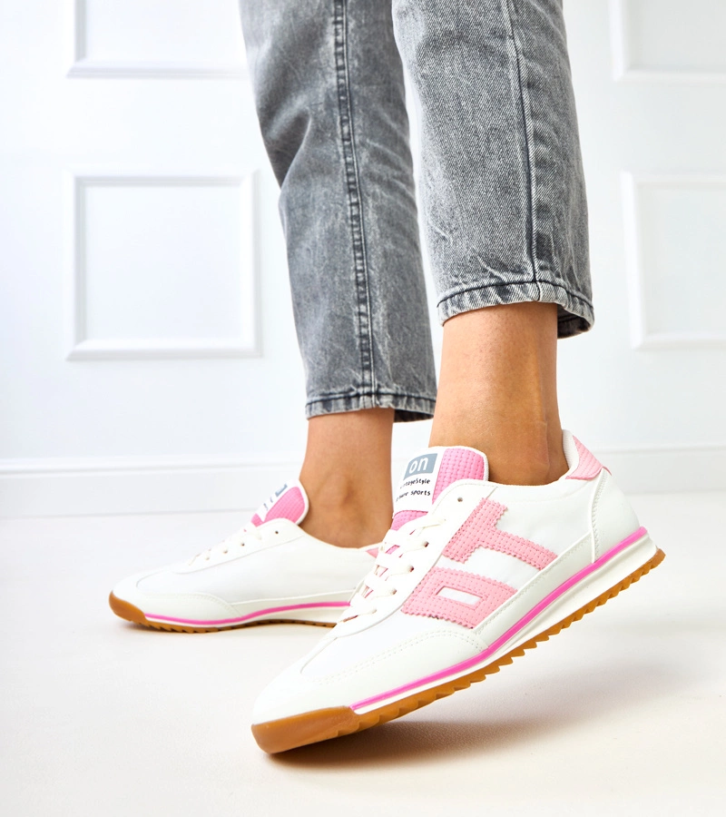 Hers czerwone sneakersy damskie sportowe z różowymi elementami