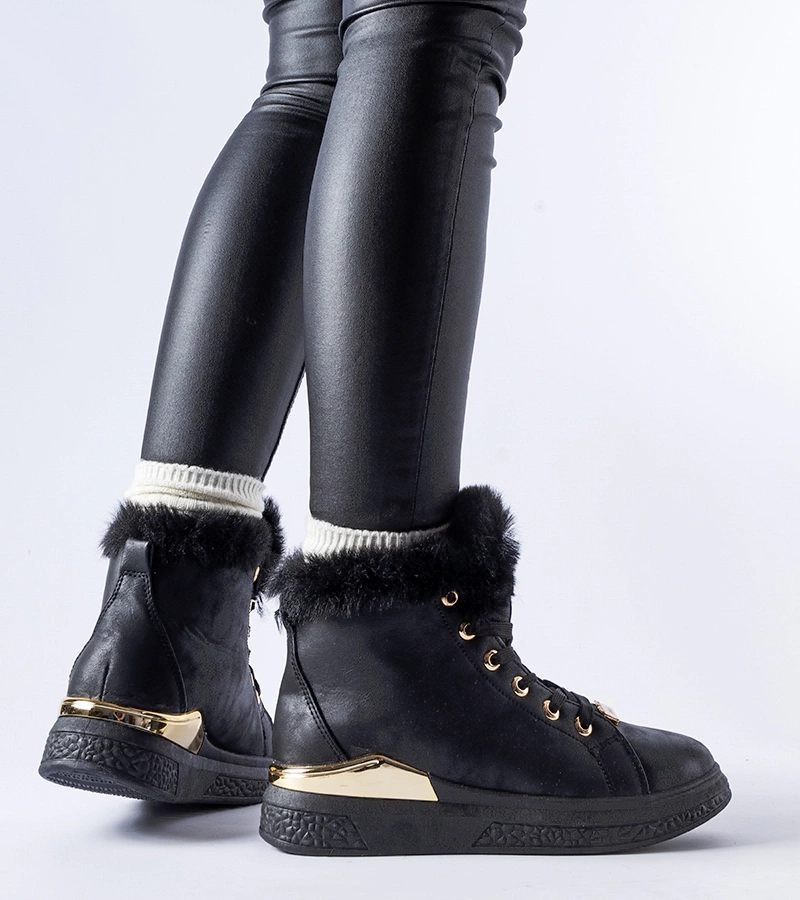 Czarne ocieplane wysokie sneakersy