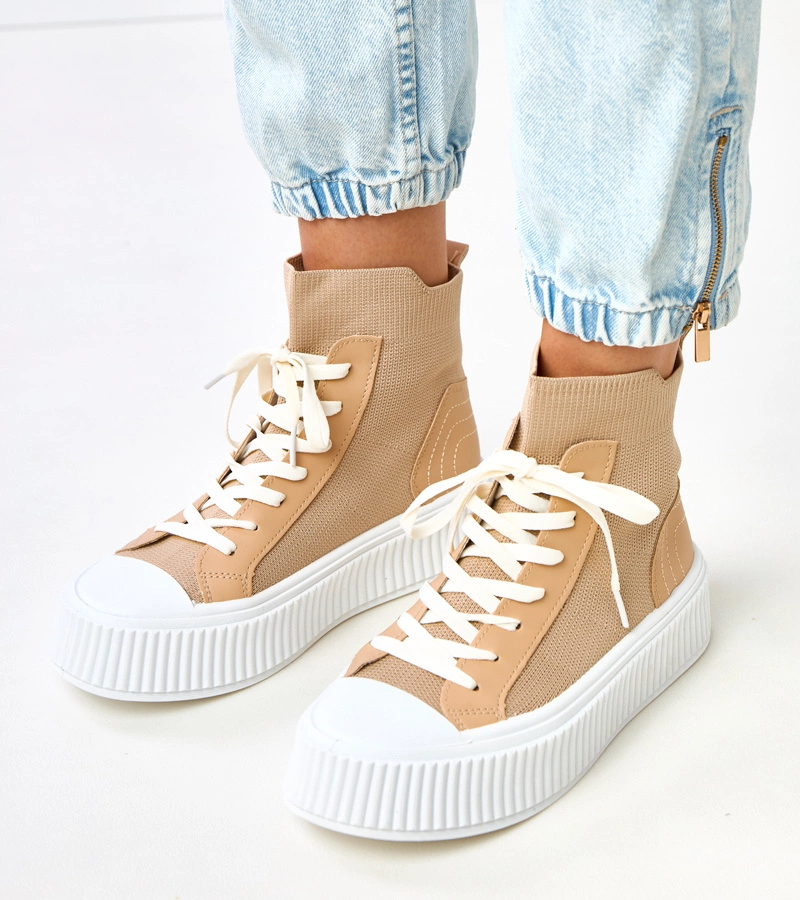 Hers Różowe skarpetkowe trampki na platformie