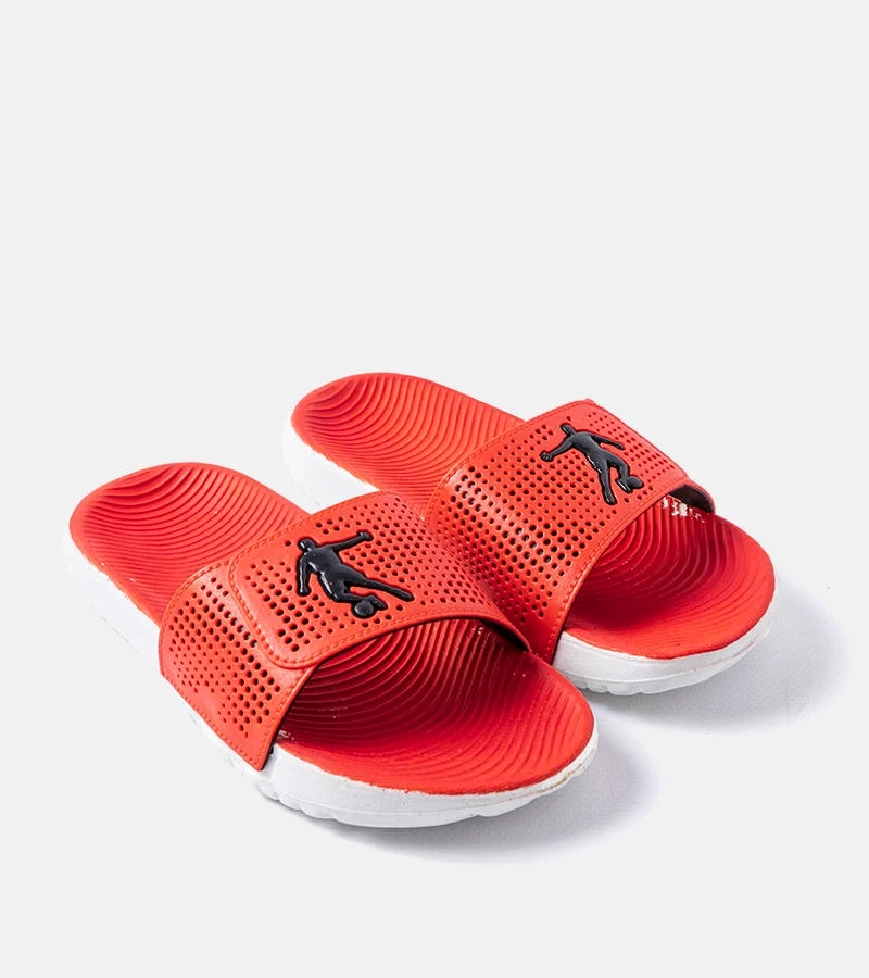 Biało-czerwone gumowe klapki dziecięce