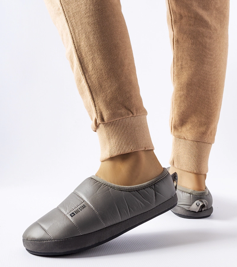 Szare ocieplane kapcie zimowe Big Star KK274603