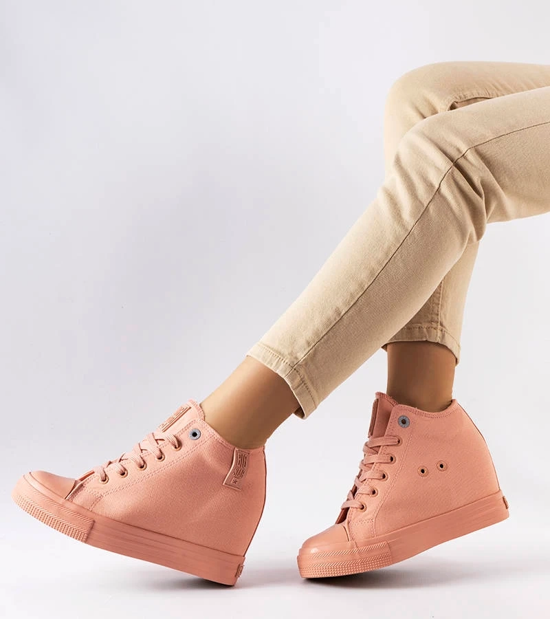 Trampki różowe na koturnie Big Star LL274036