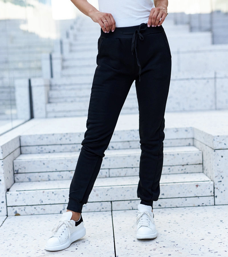 Czarne damskie spodnie dresowe