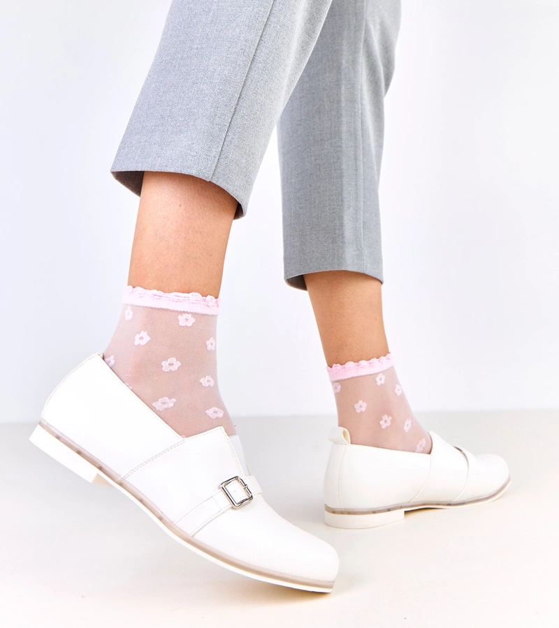 Hers Białe półbuty damskie ze skórzana wkładką