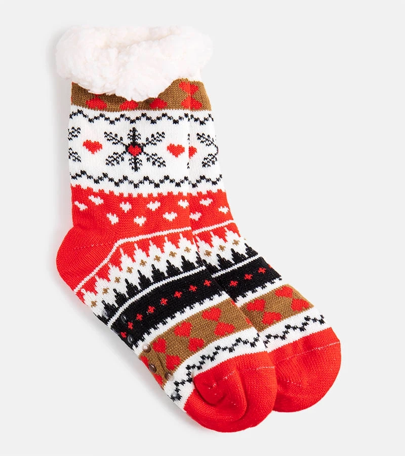 Pomarańczowe ciepłe skarpetki zimowe