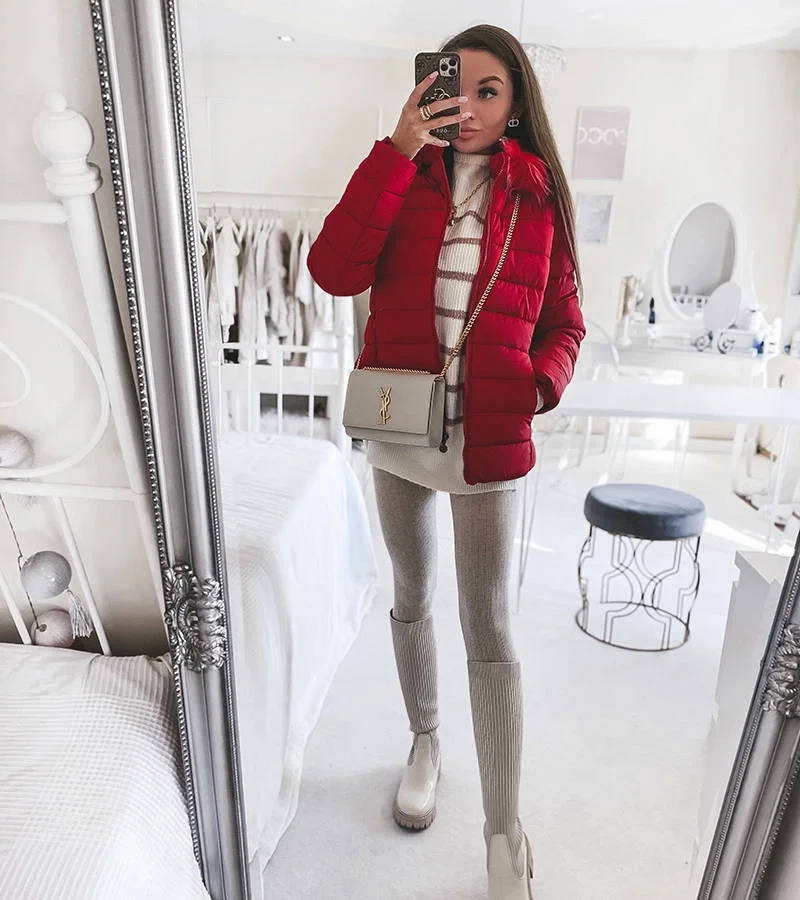 Czerwona kurtka pikowana