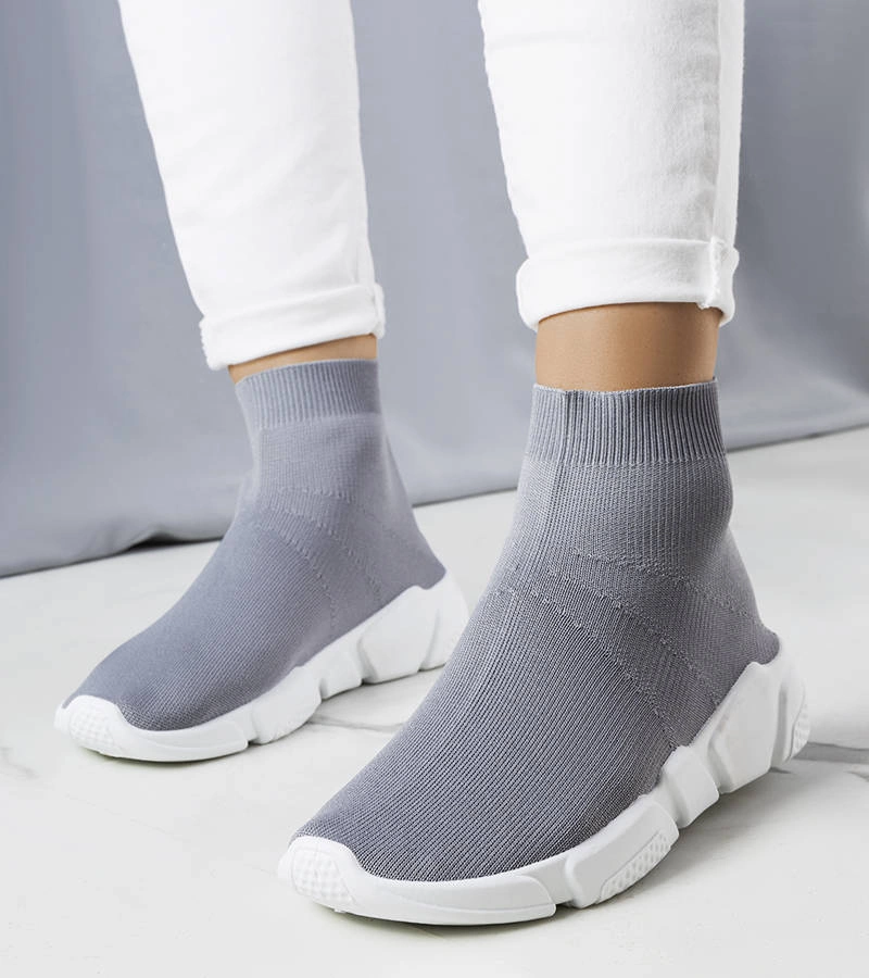 Wysokie szare sneakersy na grubej podeszwie