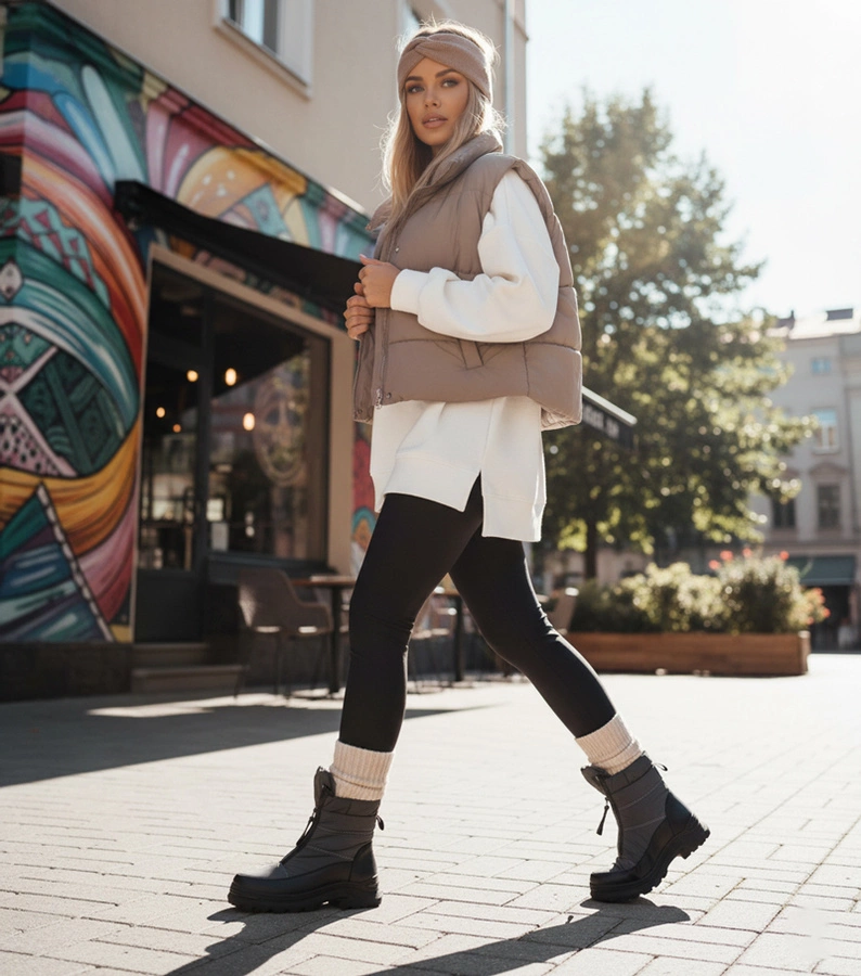 Hers Szare śniegowce na suwak