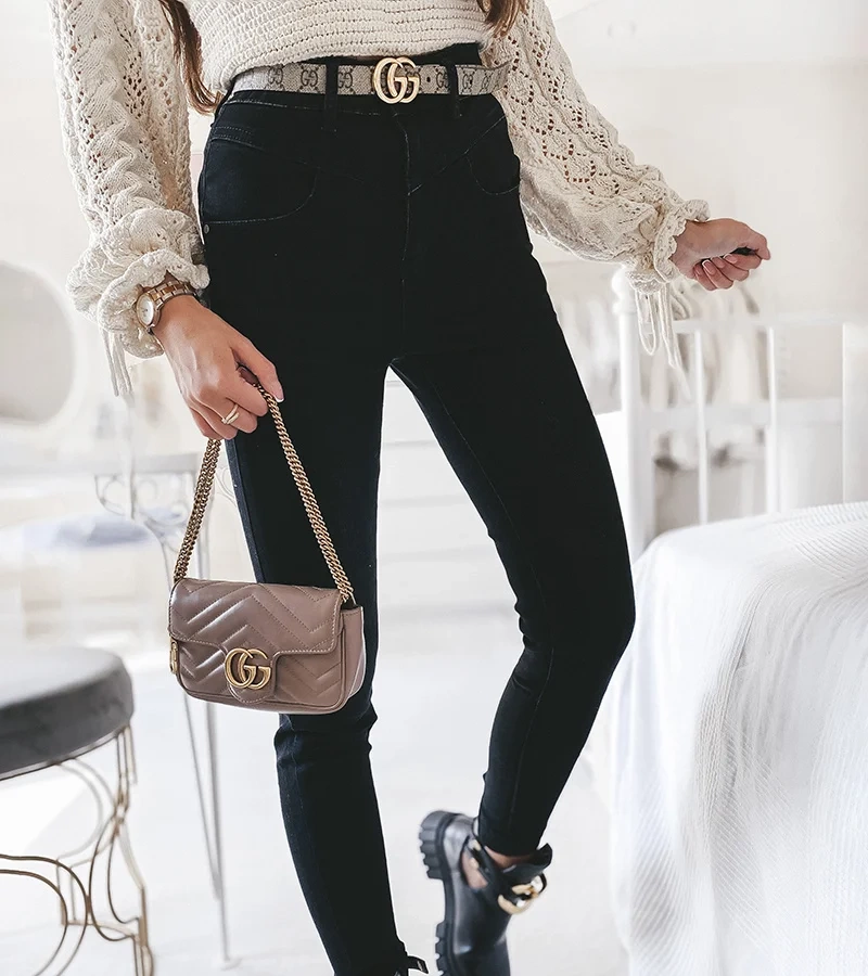 Czarne jeansy z wysokim stanem