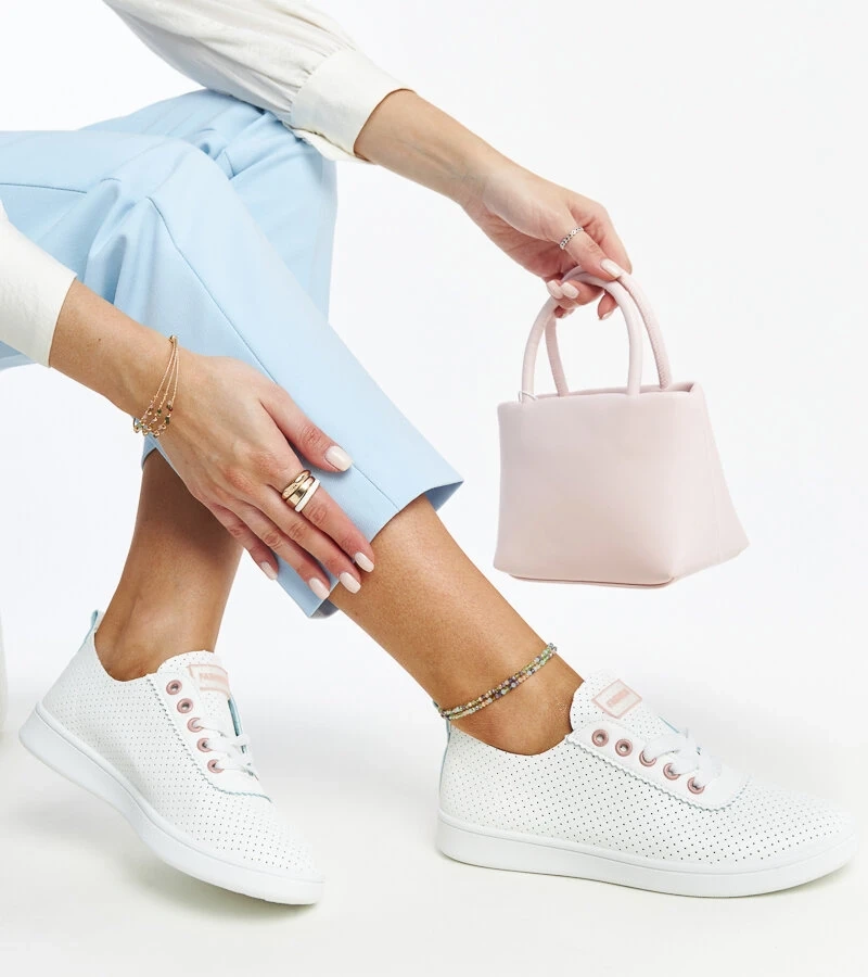 Białe trampki eko-skórzane