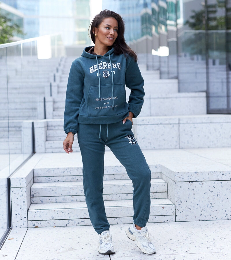 Zielony polarowy komplet dresowy