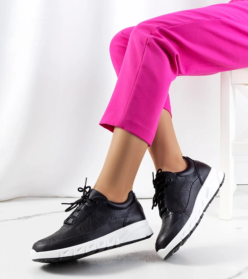 Czarne sneakersy skórzane