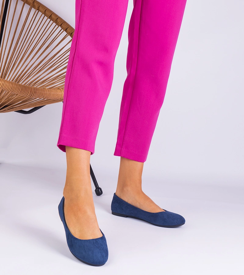 Hers baleriny damskie granatowe z ekozamszu klasyczne