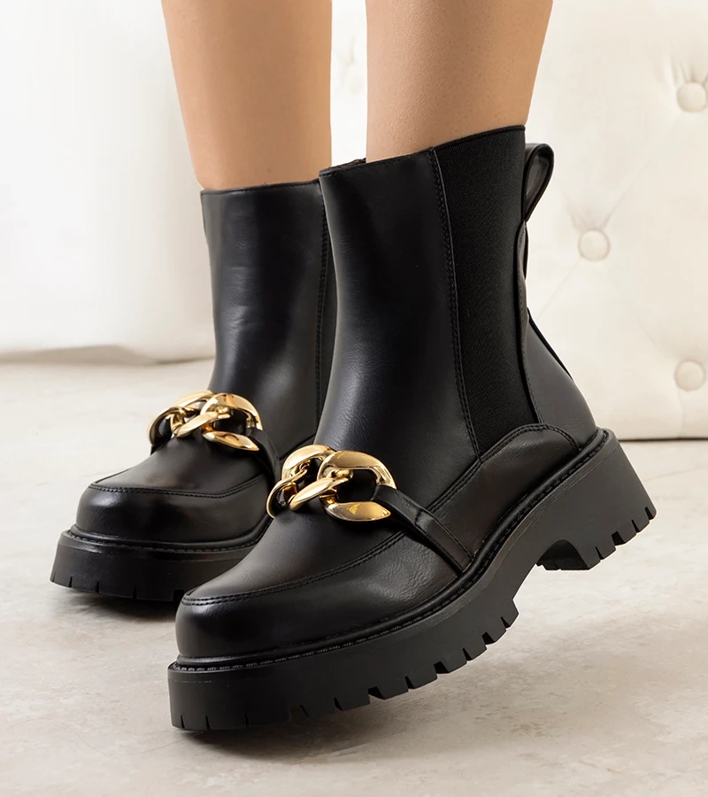 Czarne botki z eko-skóry