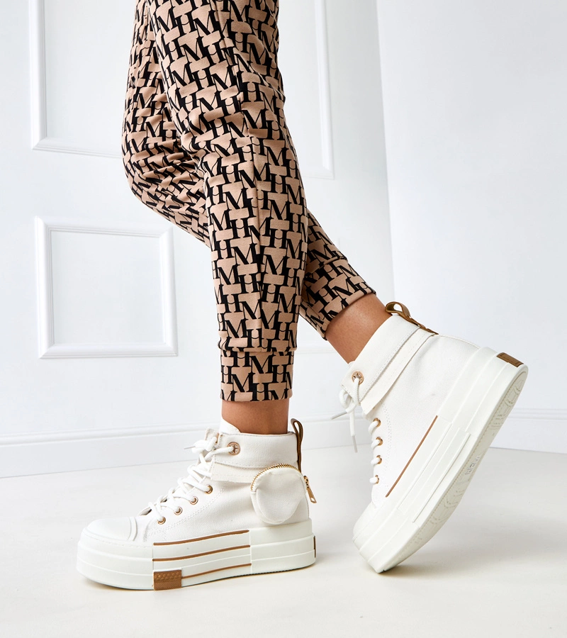 Hers białe trampki na platformie z saszetką