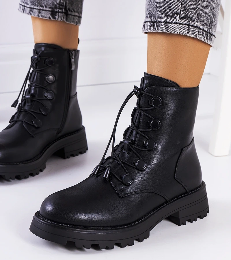 Czarne botki eko-skóra