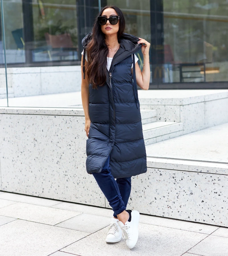 Granatowo-czarna dwustronna kamizelka