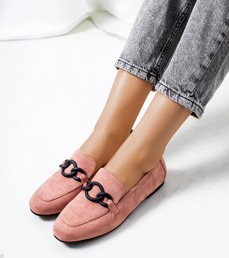 Hers Różowe zamszowe mokasyny