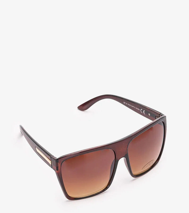 Brązowe okulary przeciwsłoneczne Shield