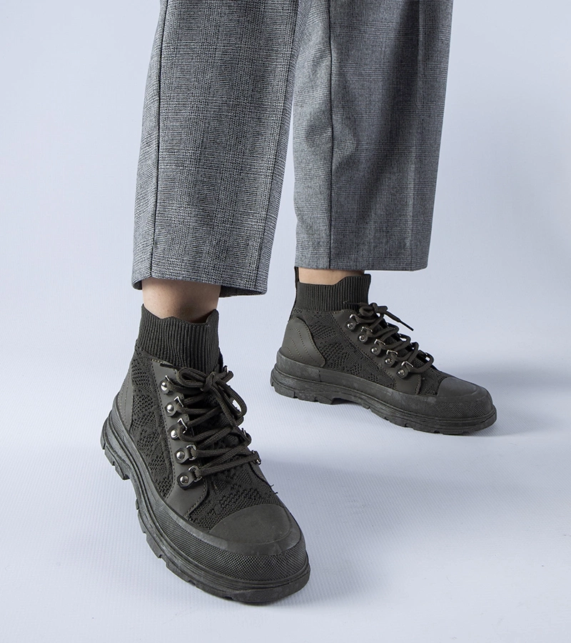 Zielone wysokie materiałowe trampki