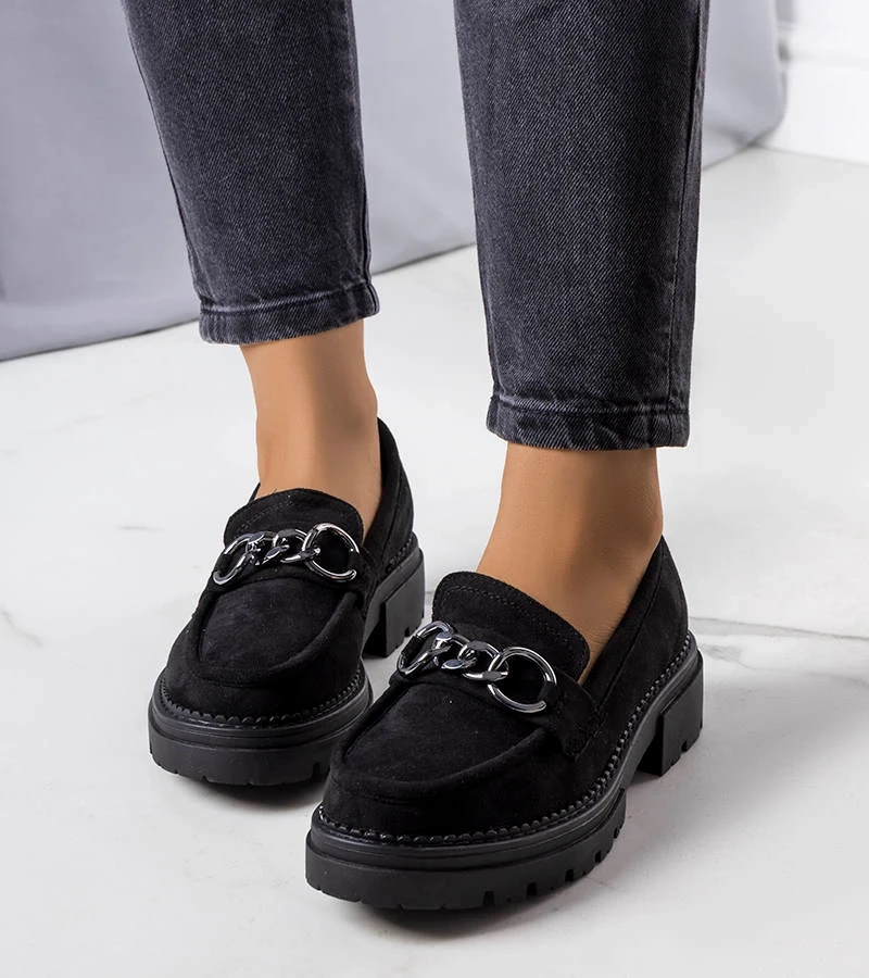 Szare mokasyny zamszowe