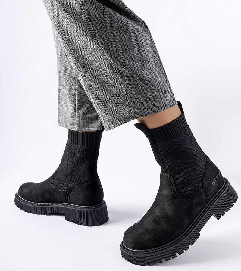 Czarne skarpetowe botki Big Star MM274540