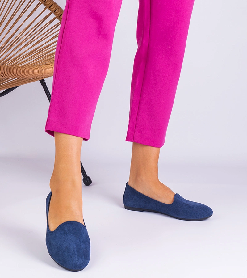 Hers baleriny damskie granatowe klasyczne z ekozamszu